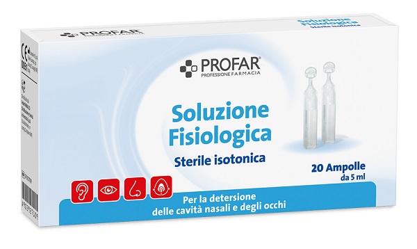SOLUZIONE FISIOLOGICA STERILE ISOTONICA PROFAR 20 AMPOLLE DA 5 ML - doctorpill.it
