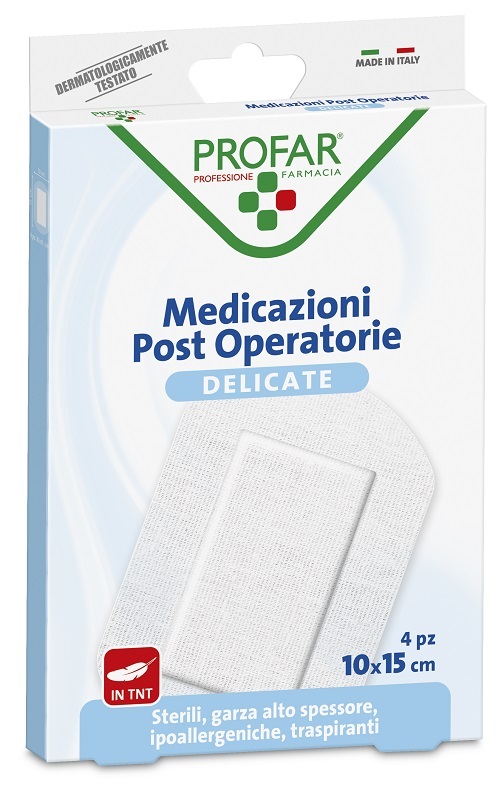 MEDICAZIONE POST OPERATORIA STERILE GARZA ANTIADERENTE 10X15 CM 4 PEZZI PROFAR - doctorpill.it