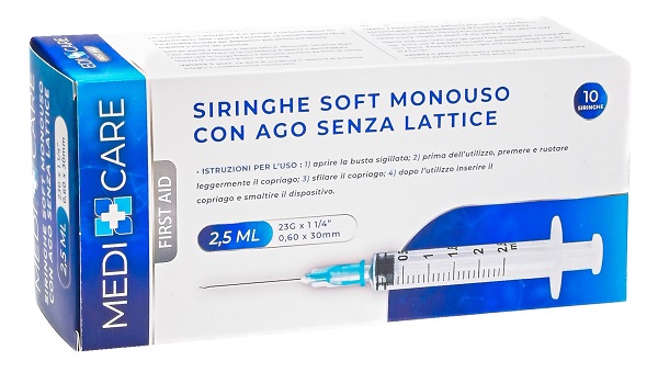 SIRINGA SOFT CAPACITA' 2,5ML AGO GAUGE 23 CONFEZIONE 10 PEZZI GAMMADIS - doctorpill.it