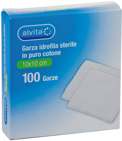 GARZA IDROFILA IN PURO COTONE ALVITA 10X10CM 100 PEZZI - doctorpill.it