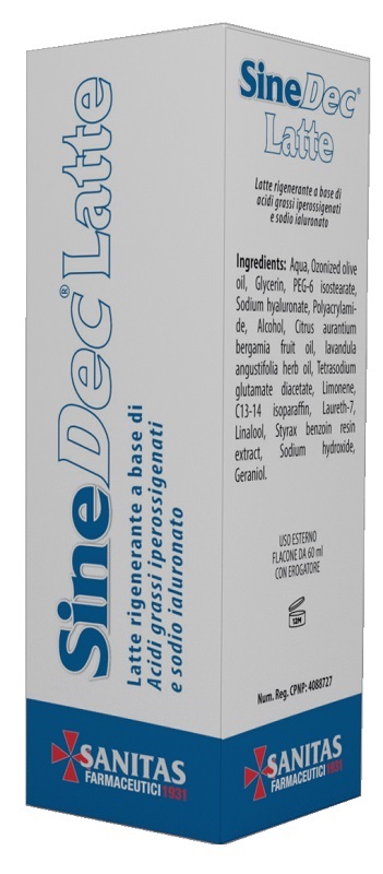 EMULSIONE PROFUMATA CONTENENTE OLIO OSSIGENATO PER PREVENZIONE E MEDICAZIONE DELLE ULCERE DA DECUBITO DI GRADO I SU PELLE INTEGRA SINEDEC LATTE 60ML - doctorpill.it