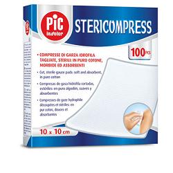 GARZA COMPRESSA IDROFILA PIC STERICOMPRESS 10X10 CM 4 BUSTE  25 PEZZI - doctorpill.it