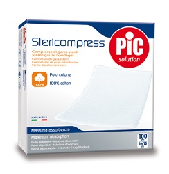 GARZA COMPRESSA IDROFILA PIC 10X10CM 4 STRATI 2 BUSTE 25 PEZZI FUSTELLA - doctorpill.it