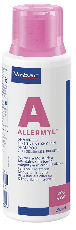 ALLERMYL SHAMPOO PER CUTE SENSIBILE E PRURITO CANE E GATTO 200 ML - doctorpill.it