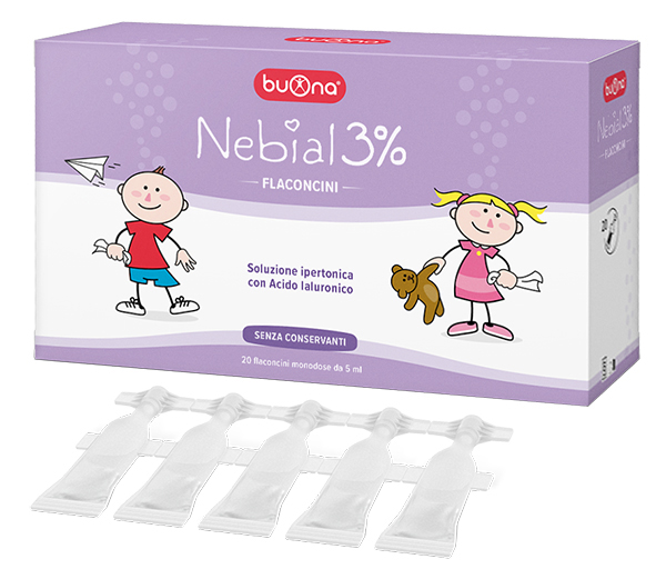 NEBIAL FLACONCINI SOLUZIONE SALINA IPERTONICA DI SODIO CLORURO AL 3% CON ACIDO IALURONICO 20X5 ML - doctorpill.it