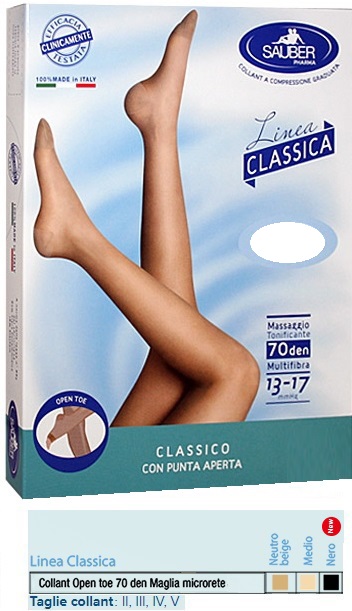 SAUBER COLLANT OPEN TOE MAGLIA MICRORETE 70 DEN COLORE MEDIO TAGLIA 2 LINEA CLASSICA - doctorpill.it