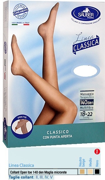 SAUBER COLLANT OPEN TOE MAGLIA MICRORETE 140 DEN COLORE NEUTRO BEIGE 4 LINEA CLASSICA - doctorpill.it