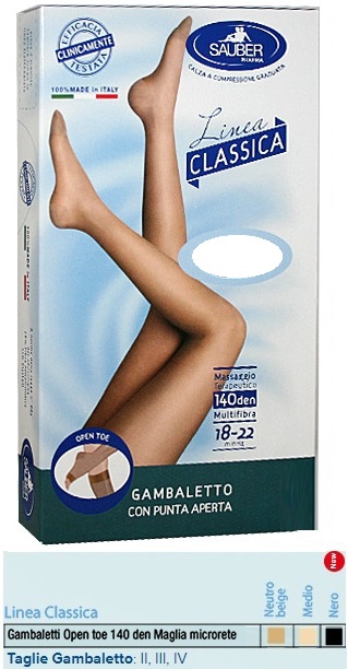 SAUBER GAMBALETTO OPEN TOE MAGLIA MICRORETE 140 DEN COLORE MEDIO TAGLIA 4 LINEA CLASSICA - doctorpill.it