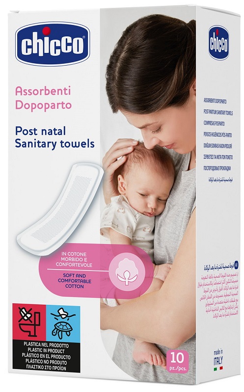 CHICCO MAMMA DONNA ASSORBENTI POSTPARTO COTONE 10 PEZZI - doctorpill.it
