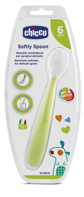 CHICCO CUCCHIAIO MORBIDO SILICONE 6M+ VERDE UP - doctorpill.it