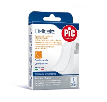 CEROTTO PIC DELICATE STRISCIA BIANCA CON TAMPONE ANTIBATTERICO CM 8X0,5 M - doctorpill.it
