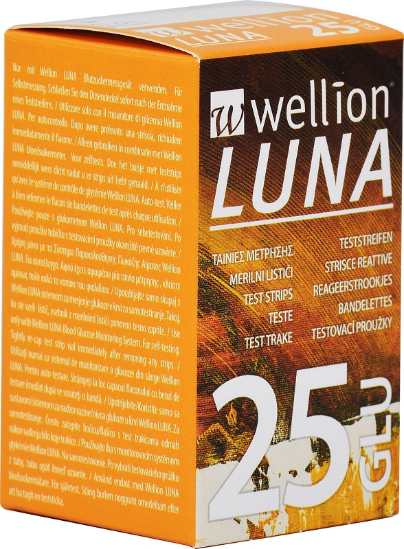 WELLION LUNA 25 STRIPS STRISCE PER MISURAZIONE GLICEMIA - doctorpill.it