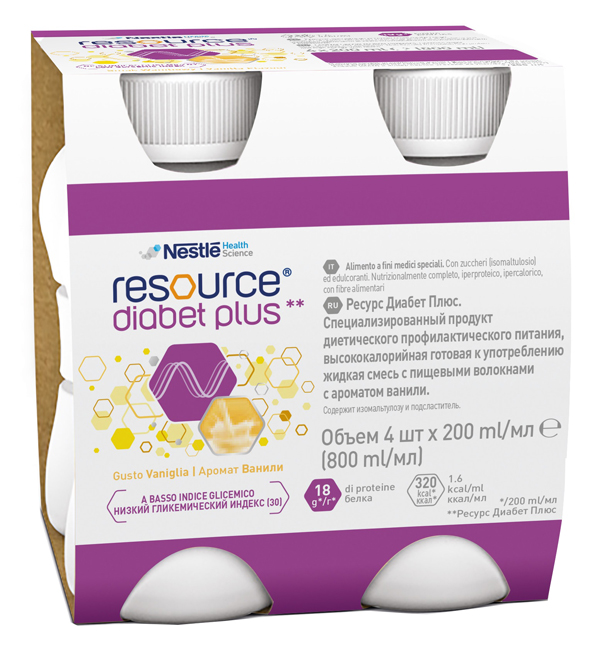 RESOURCE DIABET PLUS VANIGLIA 4 X 200 ML - doctorpill.it