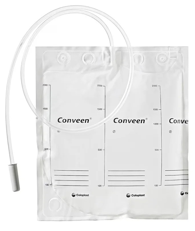 SACCA LETTO CONVEEN BASIC CON MANIGLIA CAPACITA' 2000ML LUNGHEZZA TUBO 100CM NO SCARICO CONFEZIONE DA 30 PEZZI - doctorpill.it