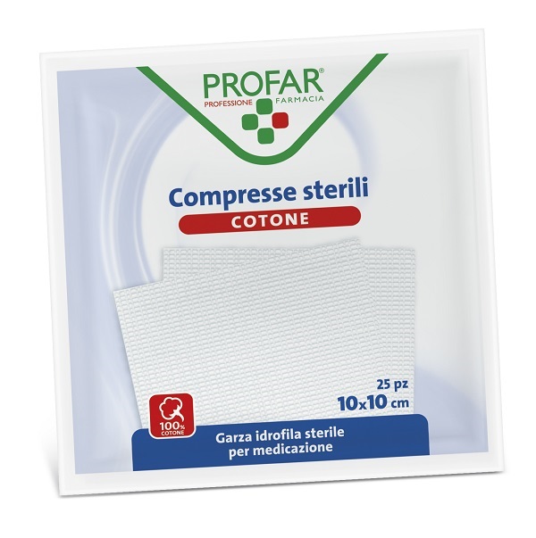 GARZA IDROFILA PROFAR COMPRESSA STERILE 10X10 CM 25 PEZZI - doctorpill.it