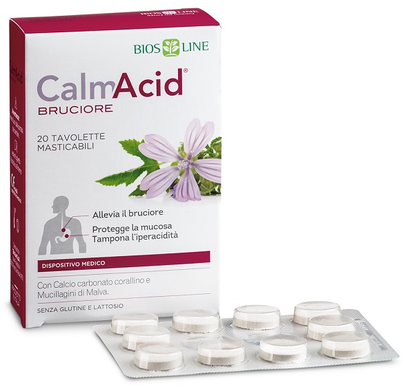 BIOSLINE CALMACID BRUCIORE 20 TAVOLETTE MASTICABILI - doctorpill.it