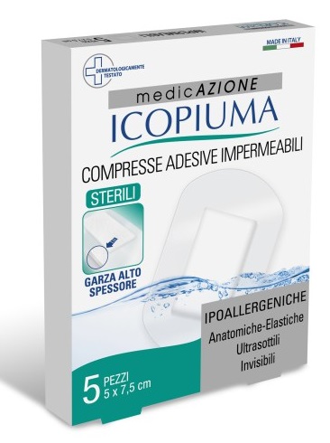 ICOPIUMA GARZA COMPRESSA MEDICATA POSTOPERATORIA 5X7,5 CM 5 PEZZI - doctorpill.it