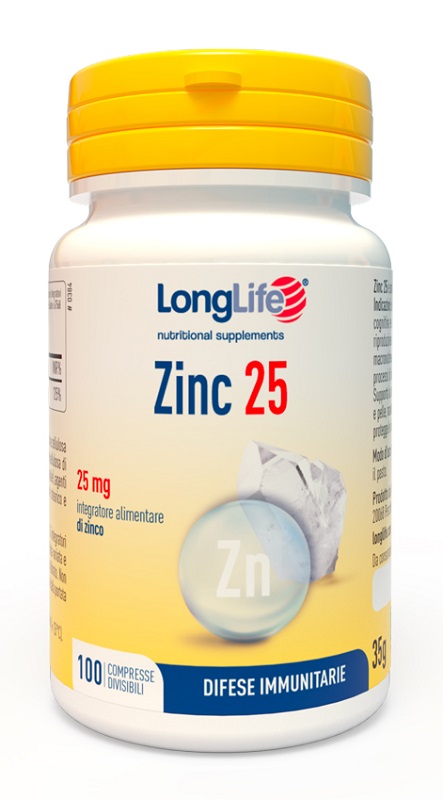 LONGLIFE ZINC 25 MG 100 COMPRESSE DIVISIBILI - doctorpill.it