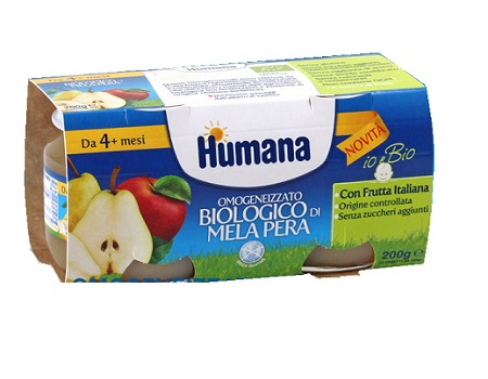 HUMANA OMOGENEIZZATO MELA/PERA BIO 2 VASETTI 100 G - doctorpill.it