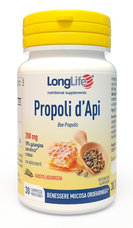 LONGLIFE PROPOLI D'API 30 COMPRESSE MASTICABILI - doctorpill.it