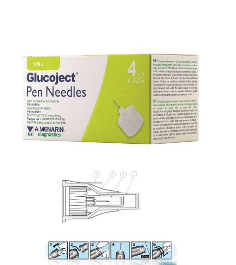 AGO PER PENNA DA INSULINA GLUCOJECT LUNGHEZZA 4 MM GAUGE 32 100 PEZZI - doctorpill.it