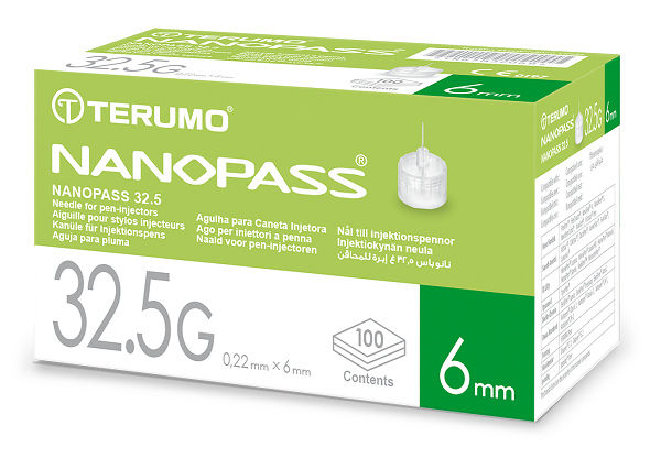 AGO PER PENNA DA INSULINA NANOPASS 32,5 GAUGE LUNGHEZZA 6 MM 100 PEZZI - doctorpill.it