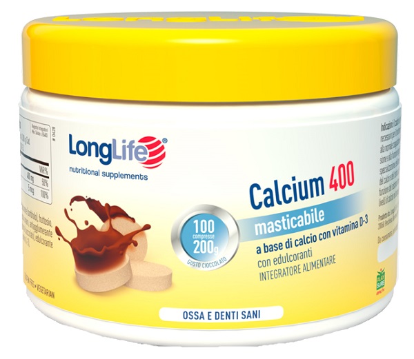 LONGLIFE CALCIUM 400 CACAO 100 COMPRESSE - doctorpill.it