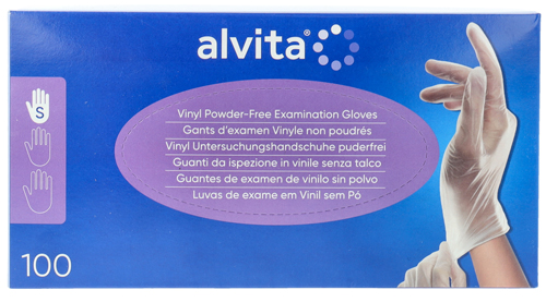 GUANTI DA ISPEZIONE ALVITA IN VINILE SENZA TALCO S 100 PEZZI - doctorpill.it