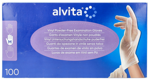 GUANTI DA ISPEZIONE ALVITA IN VINILE SENZA TALCO M 100 PEZZI - doctorpill.it