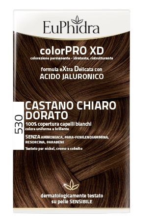 EUPHIDRA COLORPRO XD 530 CASTANO CHIARO DORATO GEL COLORANTE CAPELLI IN FLACONE + ATTIVANTE + BALSAMO + GUANTI - doctorpill.it