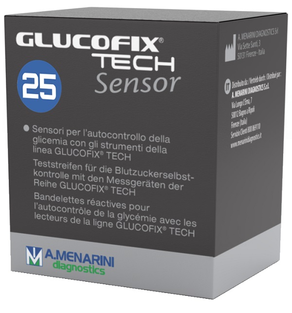 STRISCE MISURAZIONE GLICEMIA GLUCOFIX TECH SENSOR 25 PEZZI - doctorpill.it