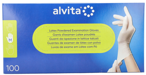 GUANTI DA ISPEZIONE ALVITA IN LATTICE TALCATI M 100 PEZZI - doctorpill.it