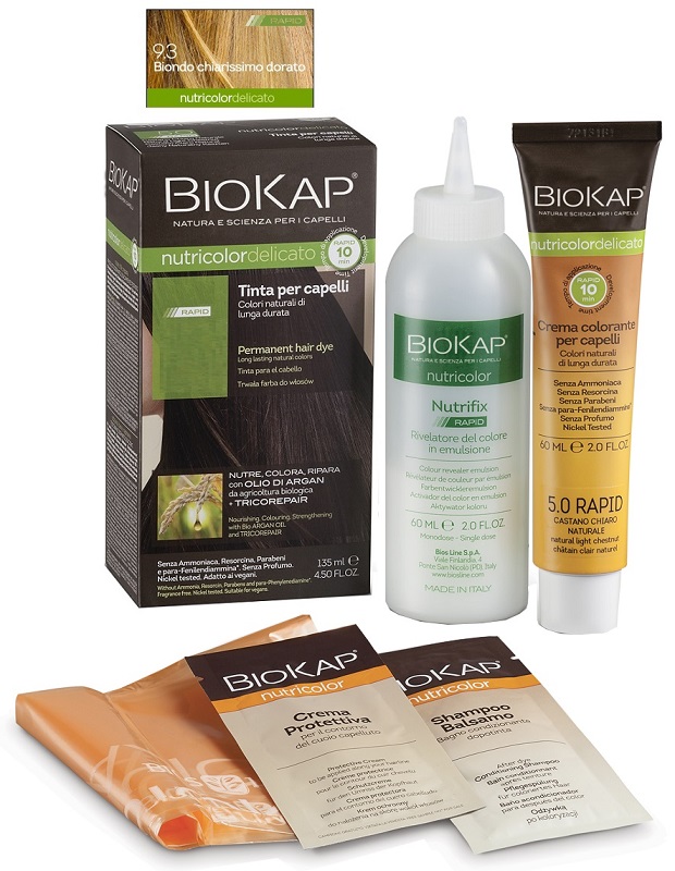 BIOS LINE  BIOKAP NUTRICOLOR DELICATO RAPID TINTA 9,3 BIONDO CHIARISSMO DORATO 135 ML - doctorpill.it