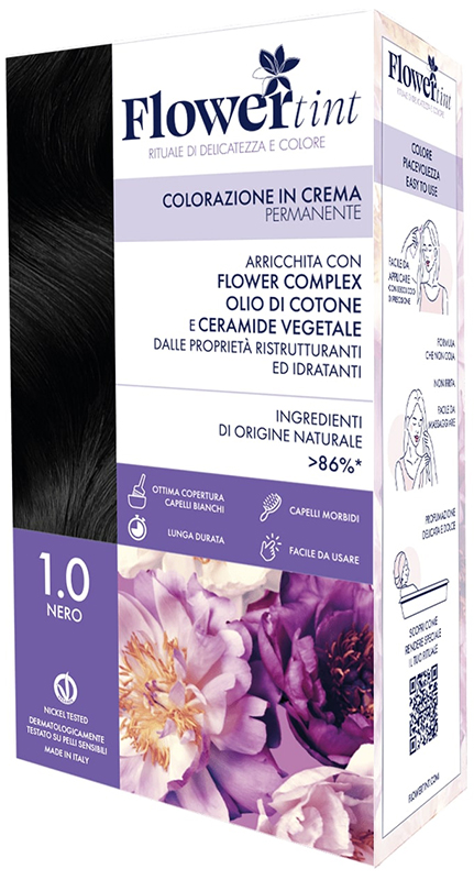 FLOWERTINT COLORAZIONE IN CREMA PERMANENTE 1,0 NERO - doctorpill.it