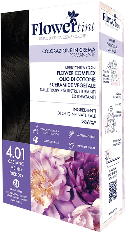 FLOWERTINT COLORAZIONE IN CREMA PERMANENTE 4,01 CASTANO MEDIO FREDDO - doctorpill.it