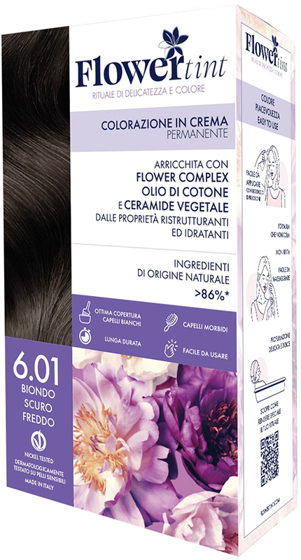 FLOWERTINT COLORAZIONE IN CREMA PERMANENTE 6,01 BIONDO SCURO FREDDO - doctorpill.it