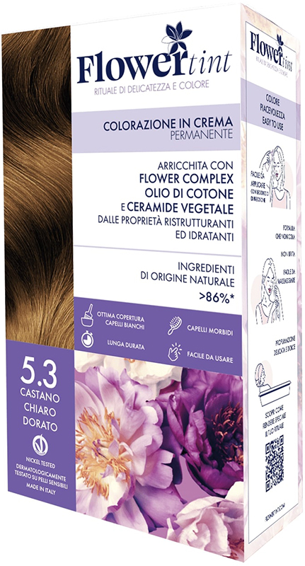 FLOWERTINT COLORAZIONE IN CREMA PERMANENTE 5,3 CASTANO CHIARO FREDDO - doctorpill.it