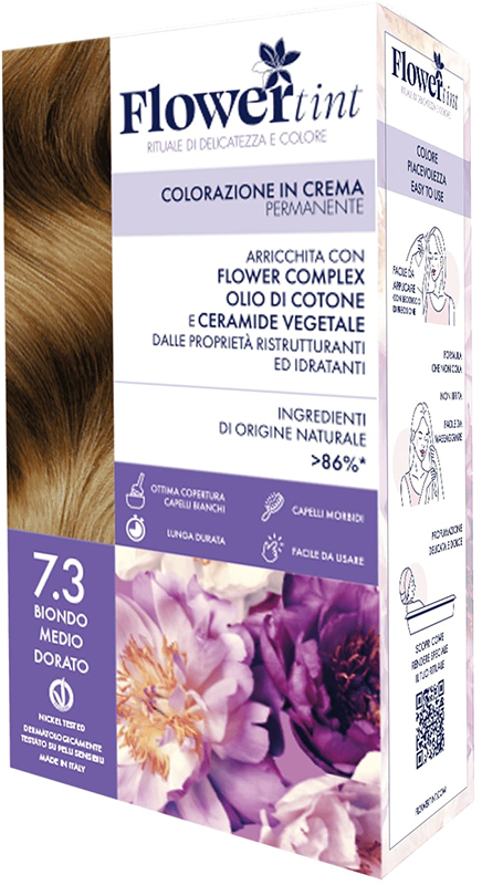FLOWERTINT COLORAZIONE IN CREMA PERMANENTE 7,3 BIONDO MEDIO DORATO - doctorpill.it