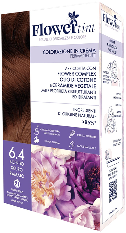 FLOWERTINT COLORAZIONE IN CREMA PERMANENTE 6,4 BIONDO SCURO RAMATO - doctorpill.it