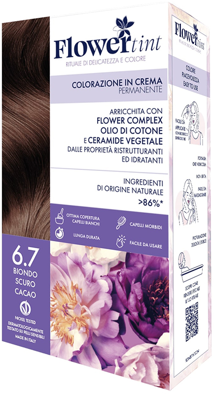 FLOWERTINT COLORAZIONE IN CREMA PERMANENTE 6,7 BIONDO SCURO CACAO - doctorpill.it