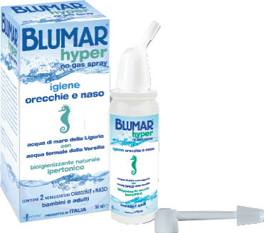 BLUMAR HYPER SPRAY NO GAS SOLUZIONE IPERTONICA DI ACQUA DI MARE E ACQUA TERMALE PER IGIENE NASO E ORECCHIO 50 ML - doctorpill.it