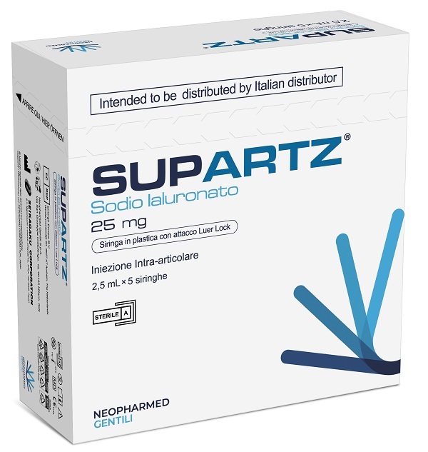 SIRINGA PRERIEMPITA INTRA-ARTICOLARE SUPARTZ ACIDO IALURONICO 25 MG 2,5 ML 5 PEZZI - doctorpill.it