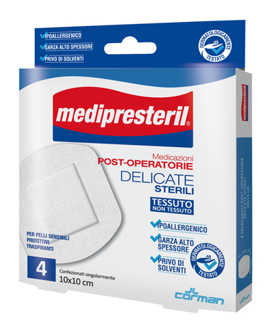 MEDICAZIONE POST OPERATORIA MEDIPRESTERIL DELICATA TNT 10X10CM 5 PEZZI - doctorpill.it