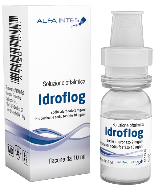 SOLUZIONE OFTALMICA IDROFLOG ACIDO IALURONATO 2 MG/ML E IDROCORTISONE SODIO FOSFATO 10 MCG/ML 10 ML - doctorpill.it