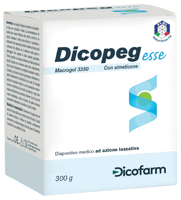 POLIMERO INERTE IDROSOLUBILE MACROGOL 3350 DICOPEG ESSE CON SIMETICONE PER TRATTAMENTO STIPSI POLVERE 300 G - doctorpill.it