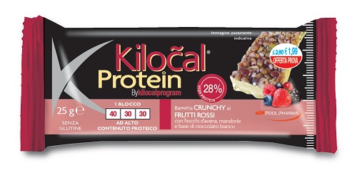KILOCAL PROTEIN BARRETTA CIOCCOLATO BIANCO COCCO FRUTTI ROSSI 25 G - doctorpill.it