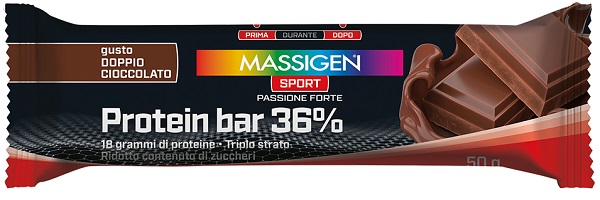 MASSIGEN SPORT PROTEIN BARRETTA 36% DOPPIO CIOCCOLATO 35 G - doctorpill.it