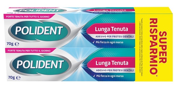 ADESIVO PROTESI DENTALI POLIDENT LUNGA TENUTA 2 TUBETTI X 70 G - doctorpill.it