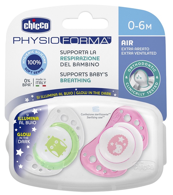 CHICCO SUCCHICCO AIR LUM SILICONE 0-6 MESI 2 PEZZI - doctorpill.it