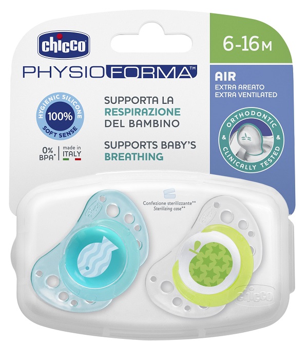 CHICCO SUCCHIETTO AIR BOY IN SILICONE 6-16 MESI 2 PEZZI - doctorpill.it